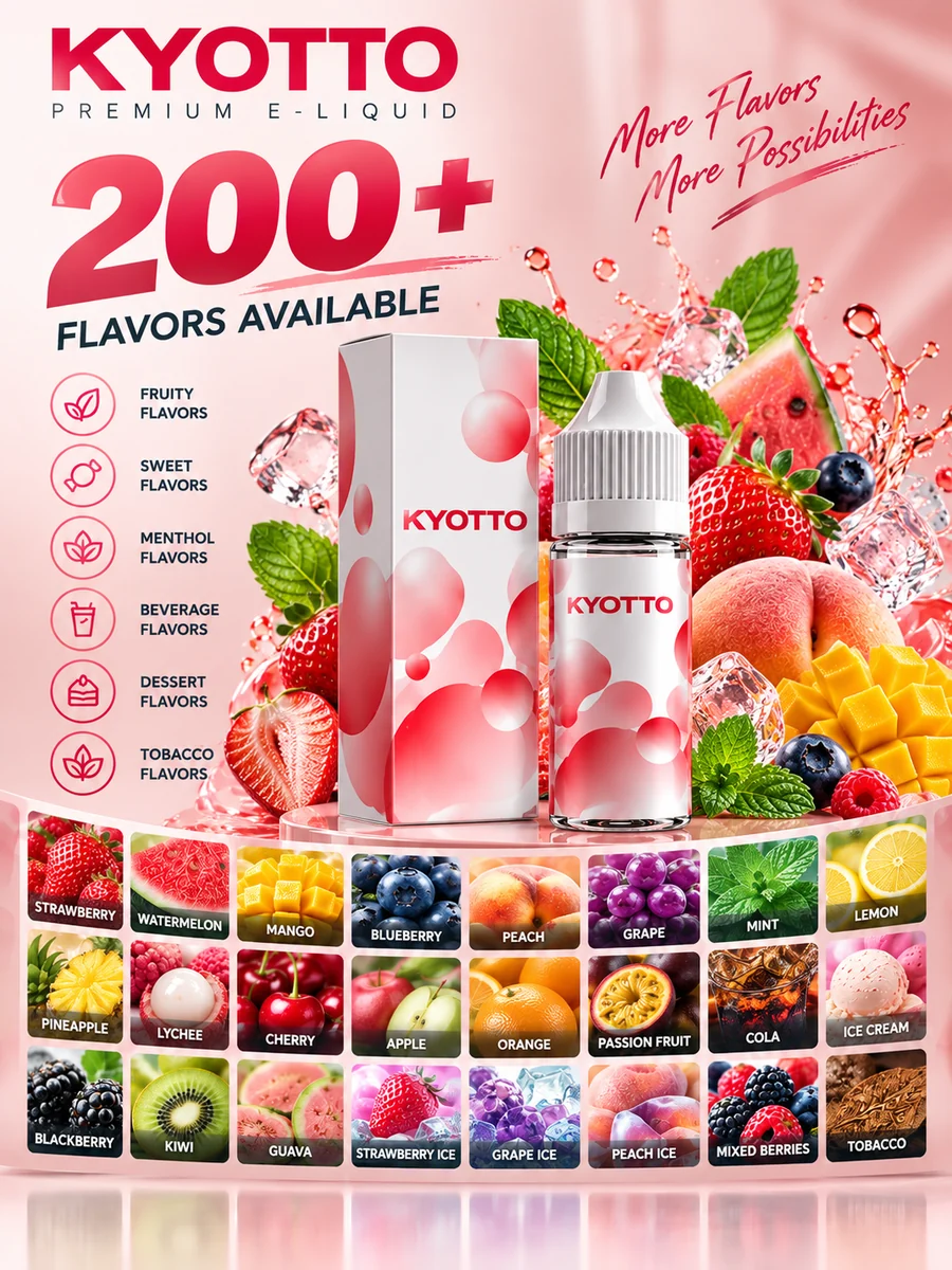 KYOTTO regional-flavor bottled e-liquid artwork